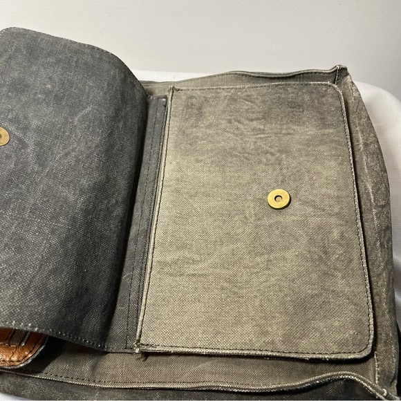 Mona B Canvas Laptop Backpack. Leather accents. "PARKER” - Picture 6 of 9